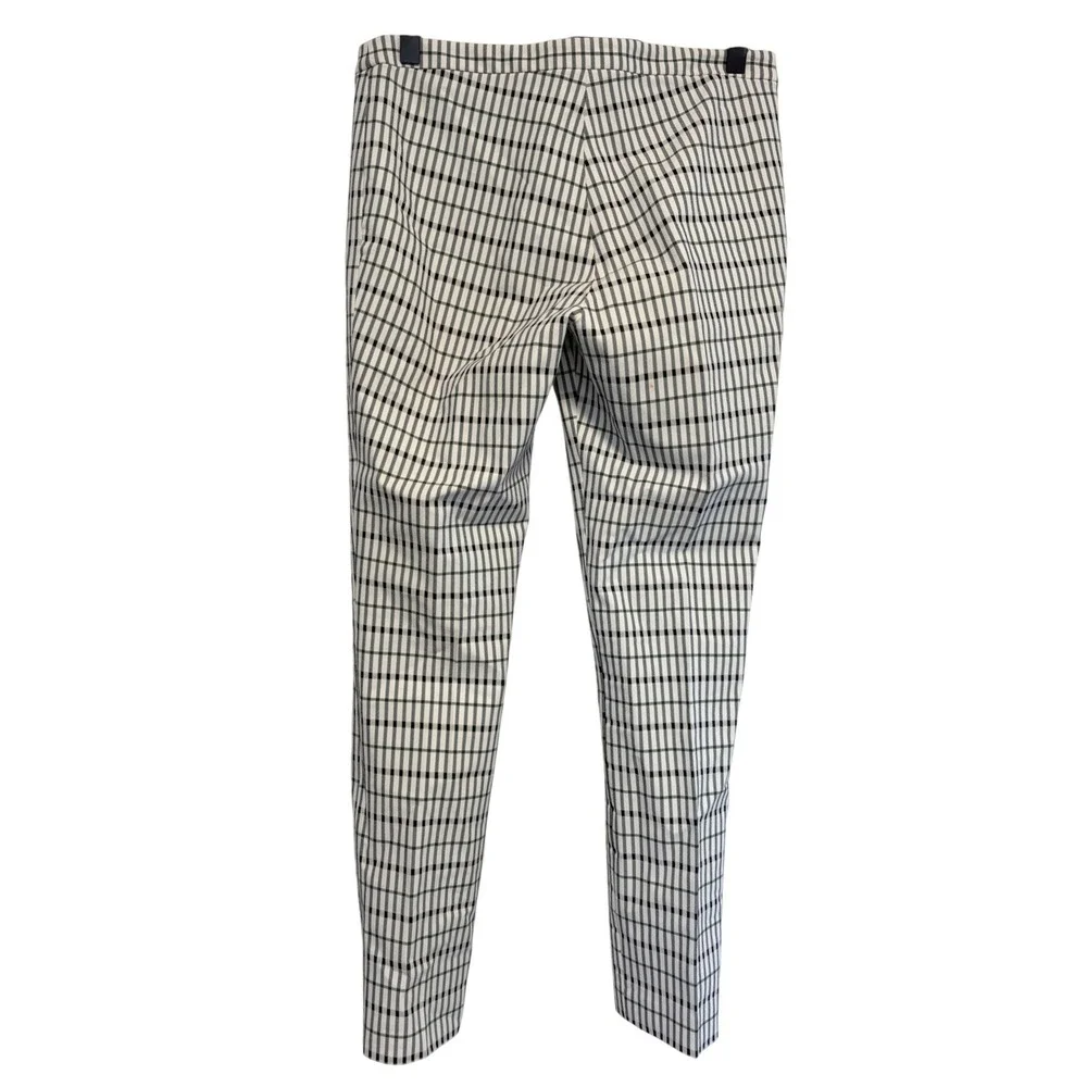 Theory Womens Black White Green Grid Plaid Slim Ankle Trousers Pants Size 2